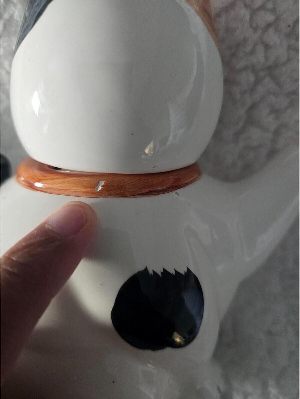 Vintage Chubby Cat Tea Pot 7" Porcelain Ceramic Multicolor 2pc Thailand Decor - Picture 8 of 16